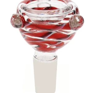 14MM Dark Red and White Male Glass Bowl