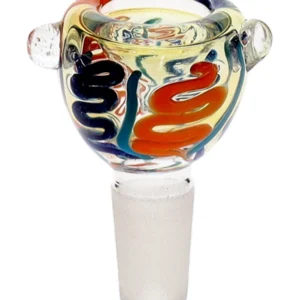14MM Orange and Blue Swirl Male Glass Bowl