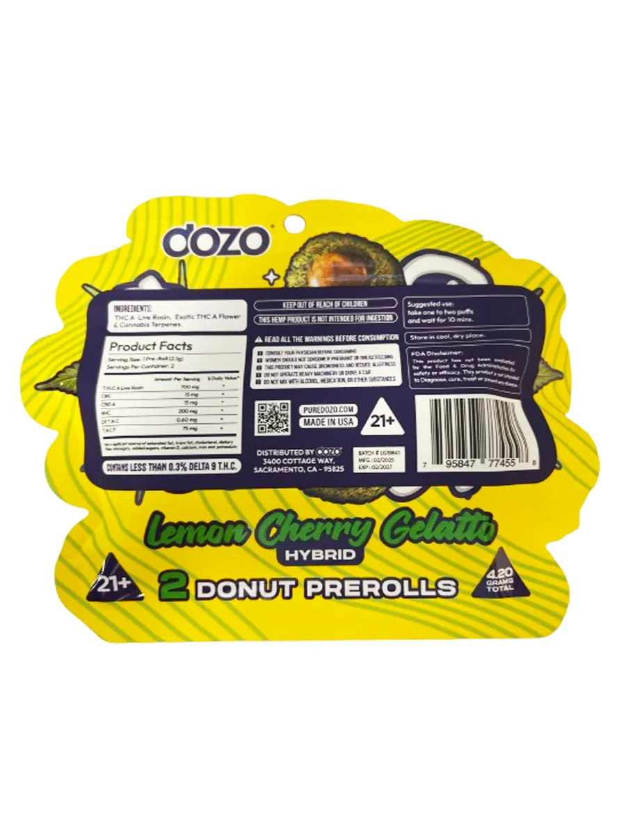 Lemon Cherry Gelato Dozo Donut Pre-Rolls x2 4.20G - Image 2