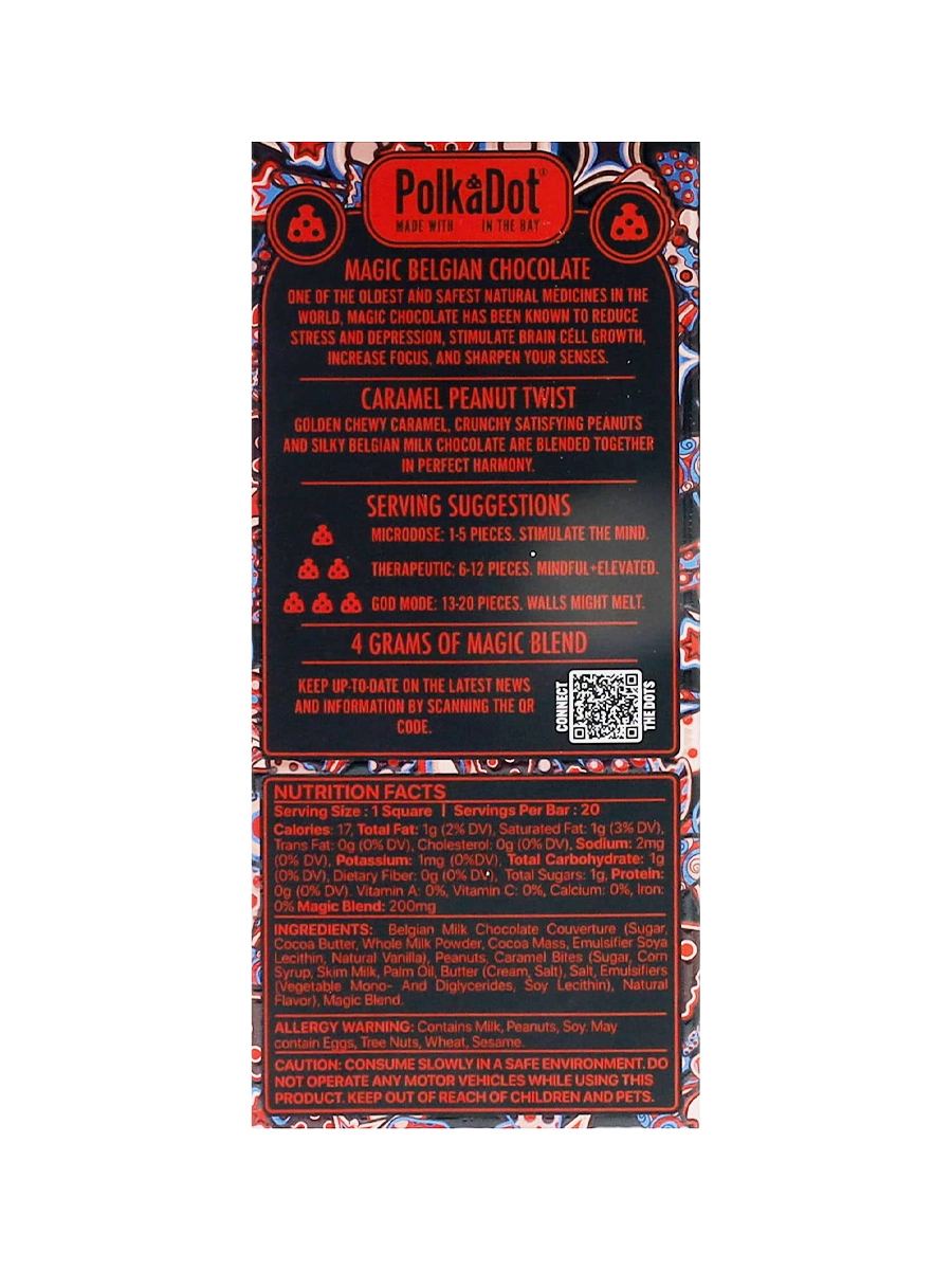 Caramel Peanut Twist PolkaDot Magic Mushroom Belgian Milk Chocolate 200mg Magic Per Piece - Image 2