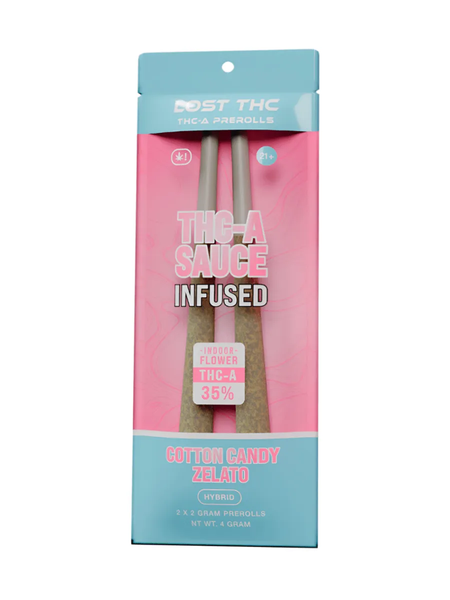Cotton Candy Zelato Lost THC THC-A Sauce Infused Pre-Roll 2ct 2g