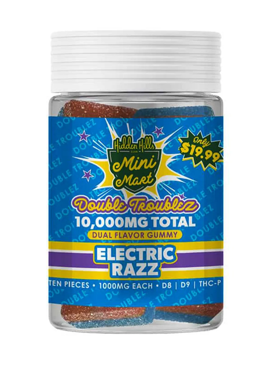 Electric Razz Hidden Hills Mini Mart Double Troublez Gummies 10ct 10G
