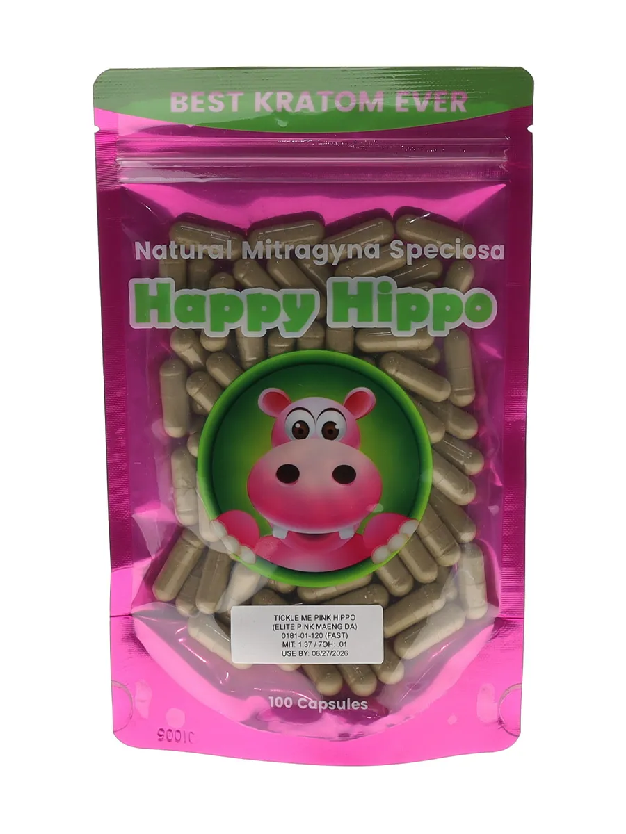 Happy Hippo Tickle Me Pink Hippo Elite Pink Maeng Da Capsules 100ct