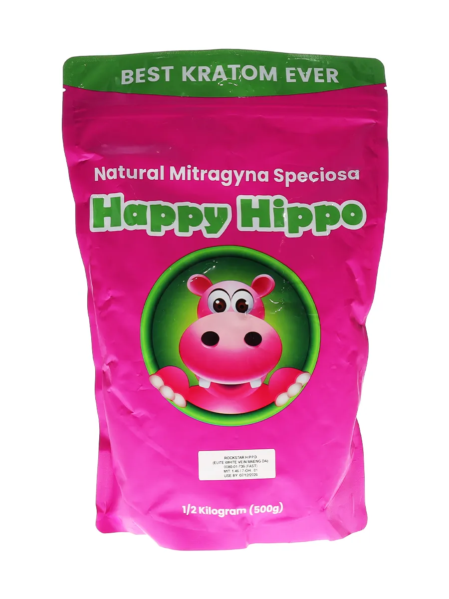 Happy Hippo Rockstar Hippo Elite White Vein Maeng Da Kratom Powder 500g