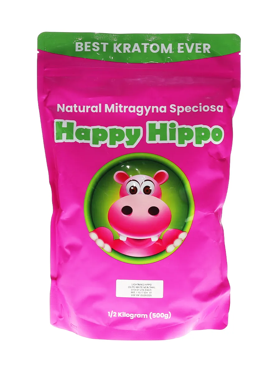 Happy Hippo Lightning Hippo Elite White Vein Thai Kratom Powder 500g