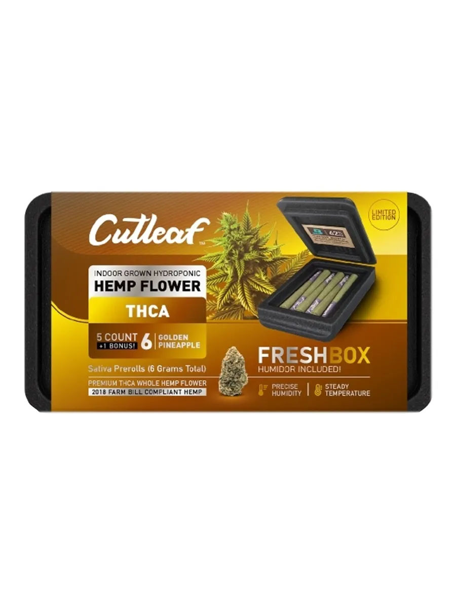 Golden Pineapple Cutleaf THCA Pre-Rolls 6ct + FreshBox