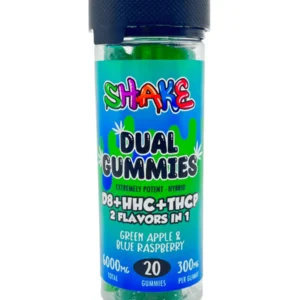 Green Apple & Blue Raspberry Shake D8+HHC+THCP 2 Flavors in 1 Dual Gummies 6000mg