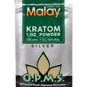 Green Malay OPMS Kratom Silver Powder 1oz Bag
