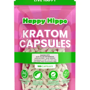 Happy Hippo Sunshine Hippo Elite Yellow Vein Maeng Da Kratom Capsules 100ct