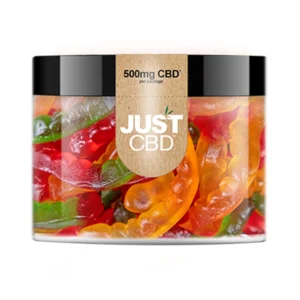 Just CBD Sugar Free Assorted Fruit Flavors Worm Gummies 500mg