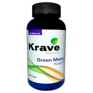 Krave Botanicals Green Malay Kratom Capsules 300ct