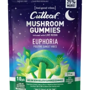 Melon Dew Gelato Cutleaf Euphoria Mushroom Gummies 1000mg 10ct