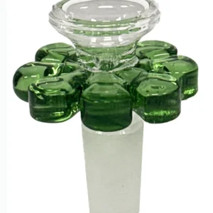 Pacific One Hitter Male Bowl Colored Green Flower Grip 14MM