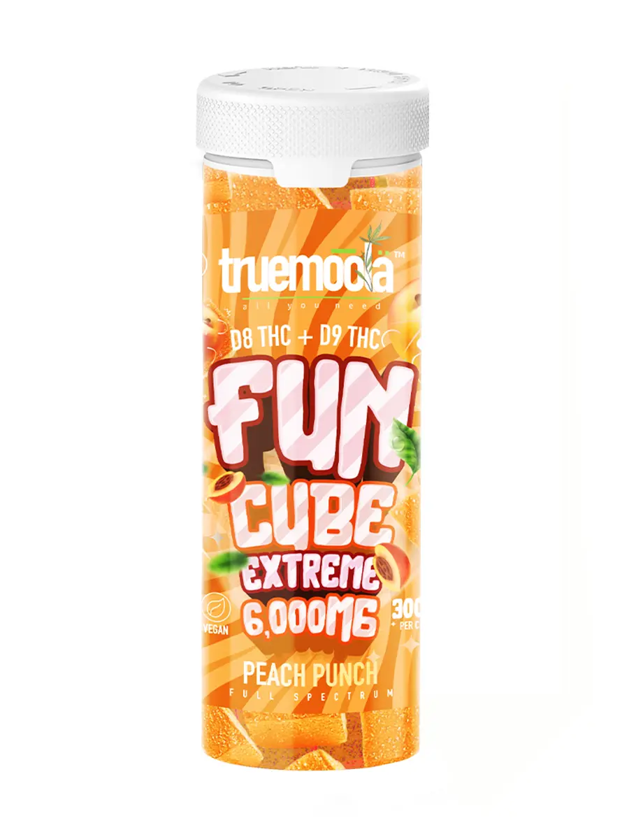 Peach Punch Truemoola Fun Cube Extreme D8+D9 Gummies 6000MG