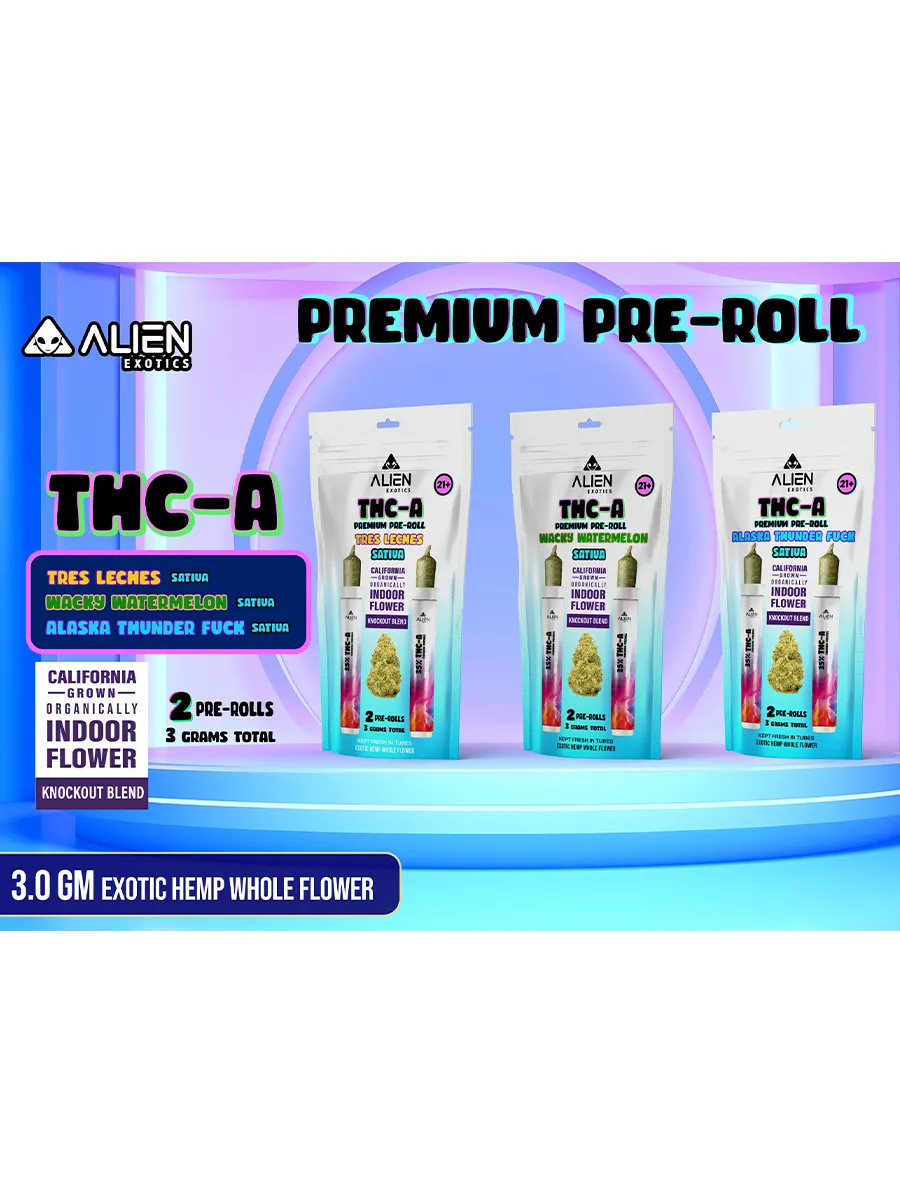 Alaska Thunder Fuck Alien Exotics Premium THC-A Knockout Blend Pre-Roll 2ct - Image 4