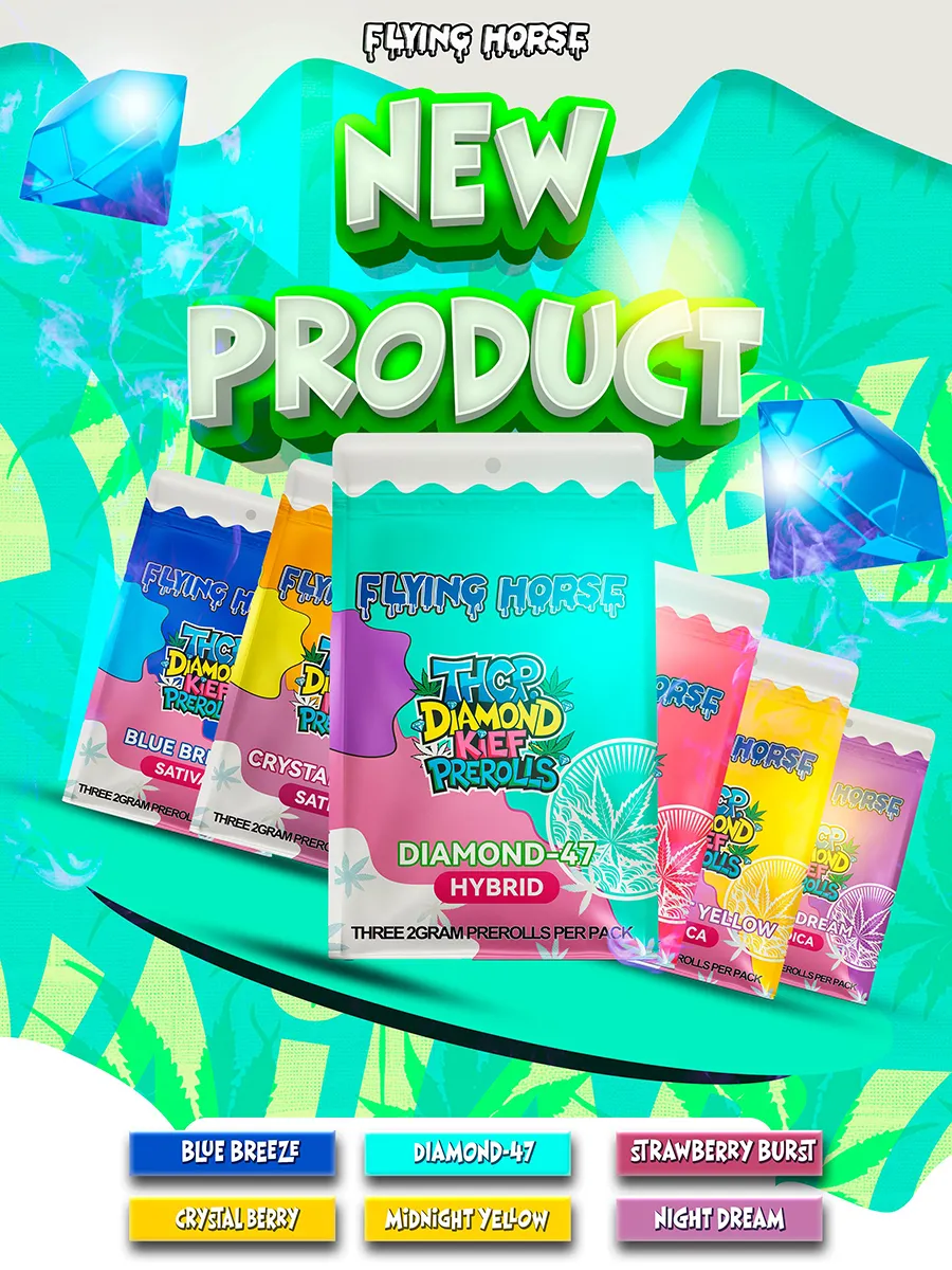 Blue Breeze Flying Horse THCP Diamond Kief Pre-Rolls 3ct - Image 2