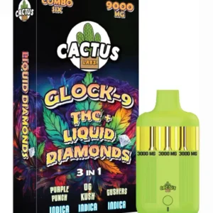 Purple Punch | OG Kush | Gushers Cactus Labs Glock 9 THC + Liquid Diamonds 3in1 Vape 9000mg