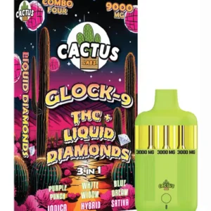 Purple Punch | White Widow | Blue Dream Cactus Labs Glock 9 THC + Liquid Diamonds 3in1 Vape 9000mg