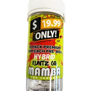 Runtz OG Mamba $19.99 Only! Pre-Roll 10 Pack Premium x 2G