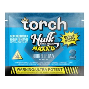 Sour Blue Razz Torch Hulk MAXX’D Gummies 2000mg