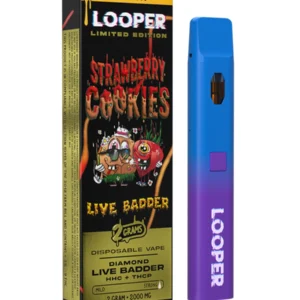 Strawberry Cookies Looper Limited Edition Diamond Live Badder HHC+THC-P Disposable Vape 2G