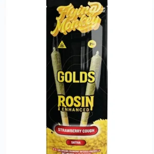 Strawberry Cough Flying Monkey Golds Rosin Enhanced Diamond Infused Pre-Rolls 2×1.65G