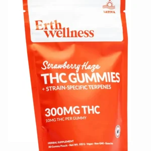 Strawberry Haze Erth Wellness D9 THC Strain-Specific Terpenes Gummies 30ct 300MG