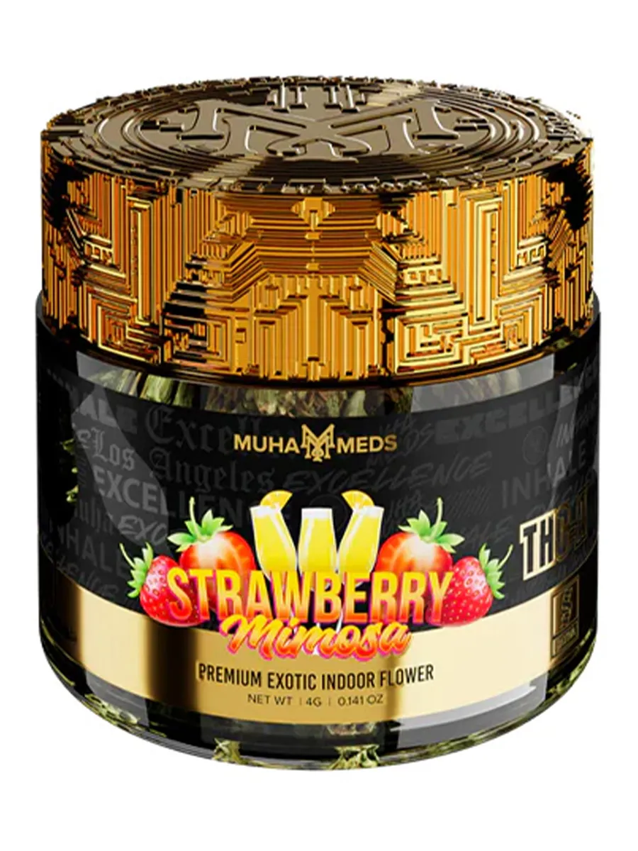 Strawberry Mimosa Muha Meds THC-A Exotic Flower Jar 4G
