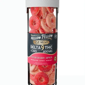 Strawberry Rings Mellow Fellow Live Resin Blend Delta 9 + CBD Gummies 800mg