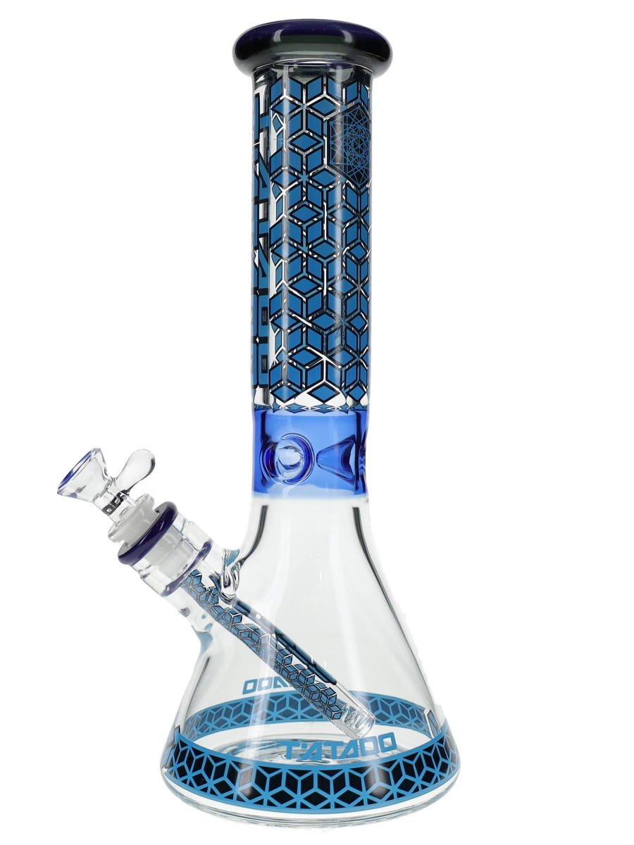 13” Dark Blue Pattern Beaker Water Pipe - Image 3