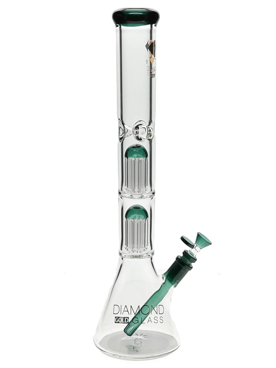 20″ Crystal Weld Double Tree Perc Water Pipe by Diamond Glass - Image 5